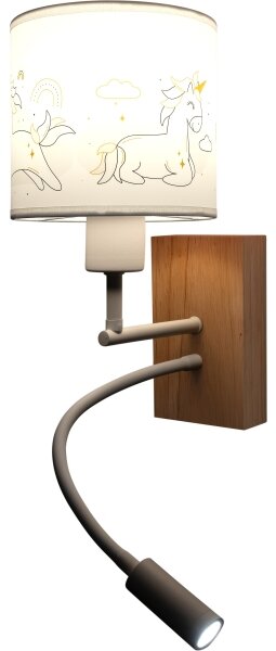 Brilagi - LED Flex. lampă BOBO WOOD 1xE27/25W/230V + LED/3W stejar/alb/unicorni