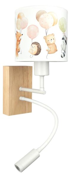 Brilagi - Lampă LED Flex. BOBO WOOD 1xE27/25W/230V + LED/3W stejar/alb/cu animaluțe