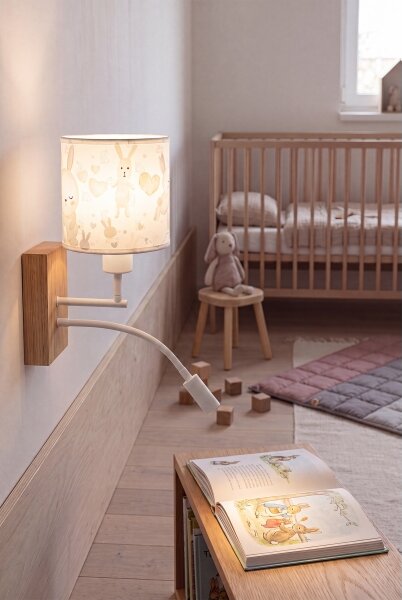 Brilagi - lampă LED Flex. BOBO WOOD 1xE27/25W/230V + LED/3W stejar/alb/iepurași