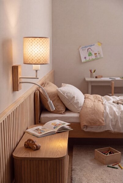 Brilagi - Lampă LED Flex BOBO WOOD 1xE27/25W/230V + LED/3W stejar/alb/bej/cu buline