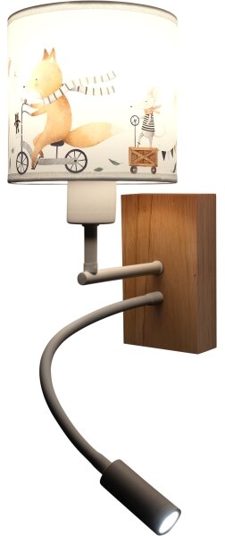 Brilagi - LED Flex. lampă BOBO WOOD 1xE27/25W/230V + LED/3W stejar/alb/cu animale