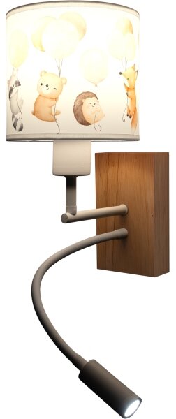 Brilagi - Lampă LED Flex. BOBO WOOD 1xE27/25W/230V + LED/3W stejar/alb/cu animaluțe