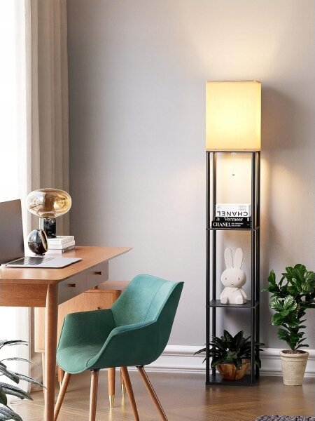 Lampă de podea cu polițe 1xE27/40W/230V negru/alb