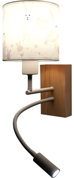 Brilagi - lampă LED Flex. BOBO WOOD 1xE27/25W/230V + LED/3W stejar/alb/iepurași