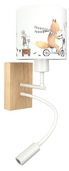 Brilagi - LED Flex. lampă BOBO WOOD 1xE27/25W/230V + LED/3W stejar/alb/cu animale