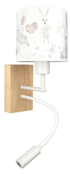 Brilagi - lampă LED Flex. BOBO WOOD 1xE27/25W/230V + LED/3W stejar/alb/iepurași