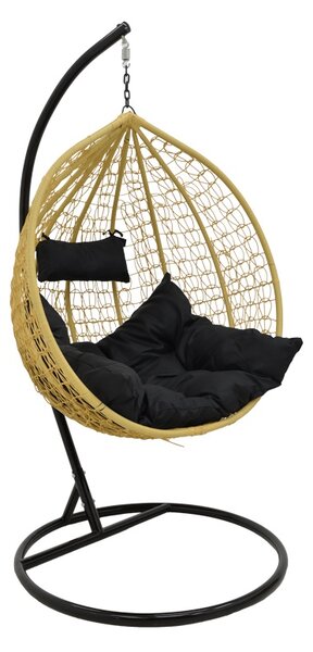 Balansoar de Gradina Model Zafer, Natural/Negru, 106x103x200 cm