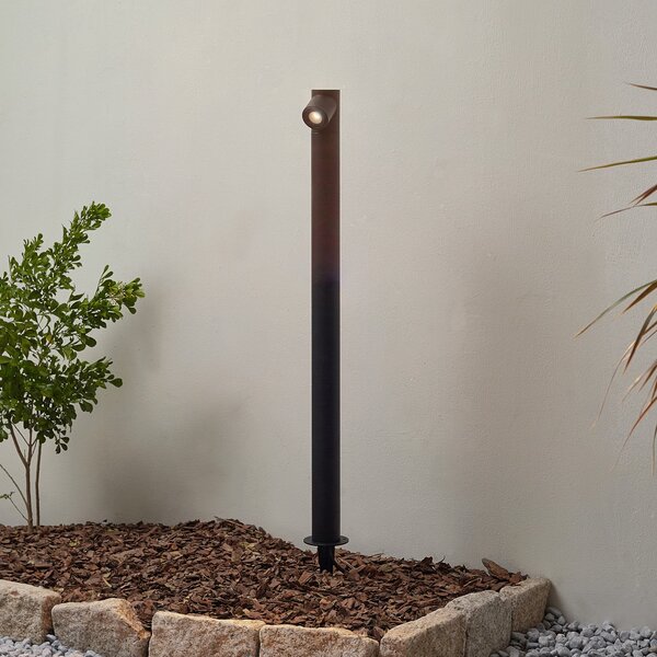 Lindby bornă luminoasă LED Luzian, înălțime 80 cm, negru, țăruș, Negru, Metal, Modern