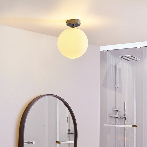 Arcchio Maviris Plafonieră cu LED pentru baie, glob, 18 cm, Metalic, Baie, Metal, Modern, Plafon semicircular cu spațiere