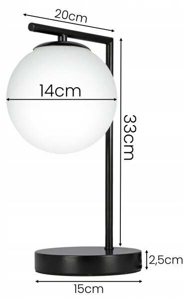 Lampă de masă 1xE27/40W/230V neagră/albă