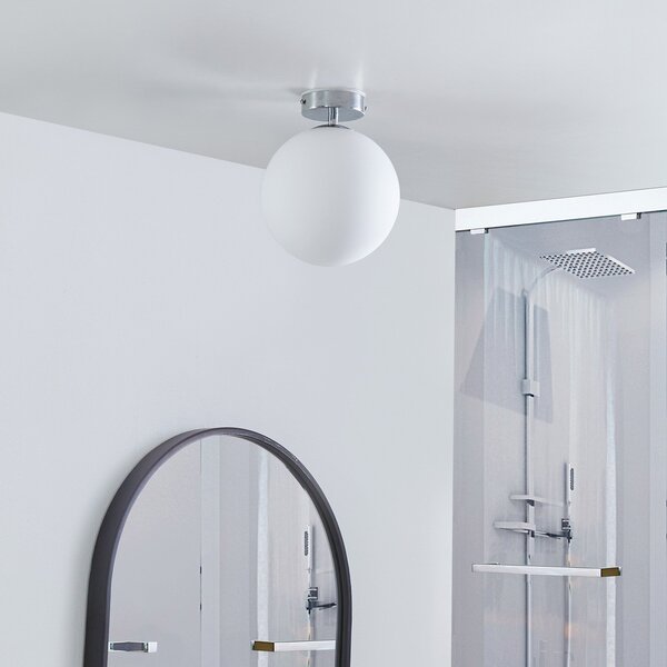 Arcchio Maviris Plafonieră cu LED pentru baie, glob, 18 cm, Metalic, Baie, Metal, Modern, Plafon semicircular cu spațiere