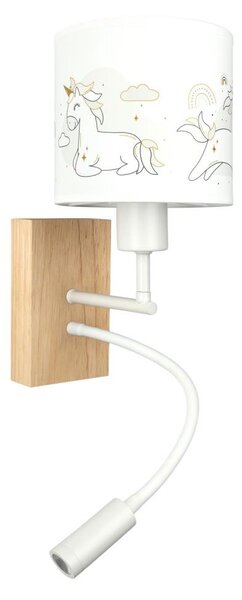 Brilagi - LED Flex. lampă BOBO WOOD 1xE27/25W/230V + LED/3W stejar/alb/unicorni