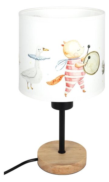 Brilagi - Lampă de masă BOBO WOOD 1xE27/25W/230V stejar/negru/alb, cu decorațiuni în formă de animale