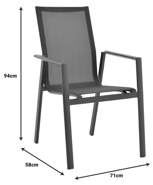 Scaun de gradina Dashiell metal negru textilena negru 71x58x94 cm