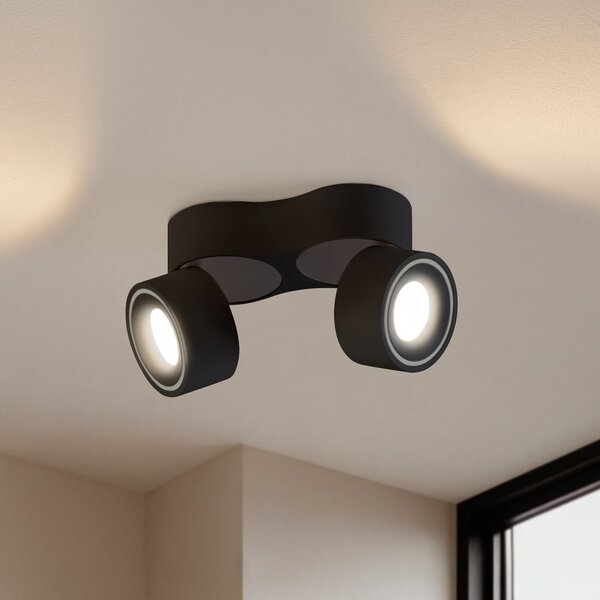 Arcchio Spot LED pentru tavan Rotari, 1960lm, 2 becuri, negru, reglabil, Negru, Camera de zi / sufragerie, Aluminiu, Modern