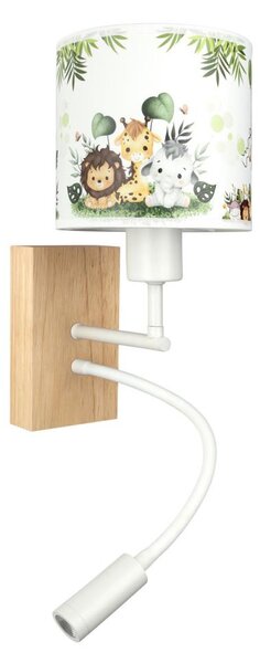 Brilagi - LED Flex. lampă BOBO WOOD 1xE27/25W/230V + LED/3W stejar/alb/verde/junglă