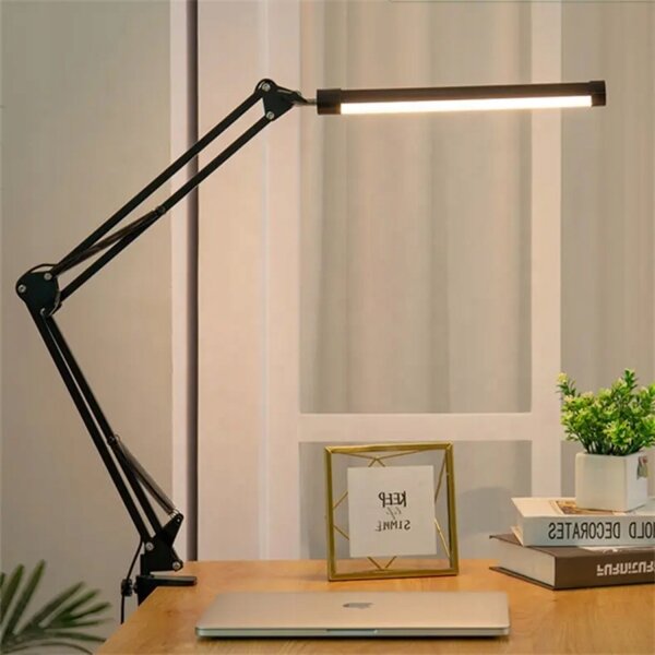 Lampă de birou LED reglabilă cu clemă, 10W, 5V, 3000/4000/6000K, neagră