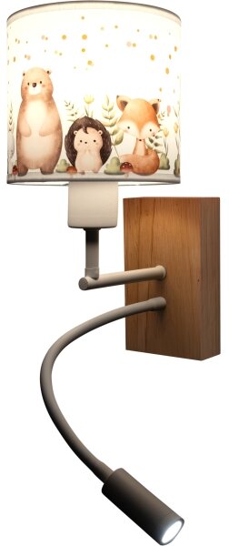 Brilagi - Lampă LED flexibilă BOBO WOOD 1xE27/25W/230V + LED/3W stejar/alb/cu motive animale