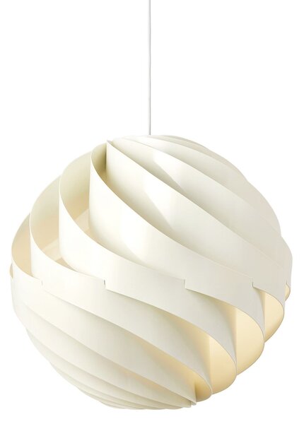 GUBI Lampă suspendată Gubi Turbo, alb alabastru lucios, Ø 62 cm,, reglabil, Alb, Camera de zi / sufragerie, Aluminiu, Design, glob