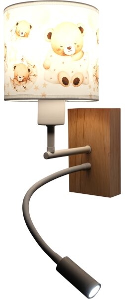 Brilagi - Lampă LED flexibilă BOBO WOOD 1xE27/25W/230V + LED/3W stejar/alb/ursuleți