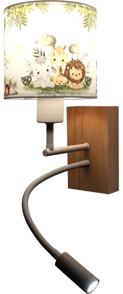 Brilagi - LED Flex. lampă BOBO WOOD 1xE27/25W/230V + LED/3W stejar/alb/verde/junglă