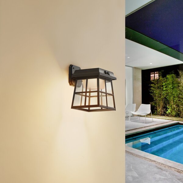 Lindby aplică de perete LED Latarka, înălțime 24 cm, senzor, Negru, Plastic, Modern