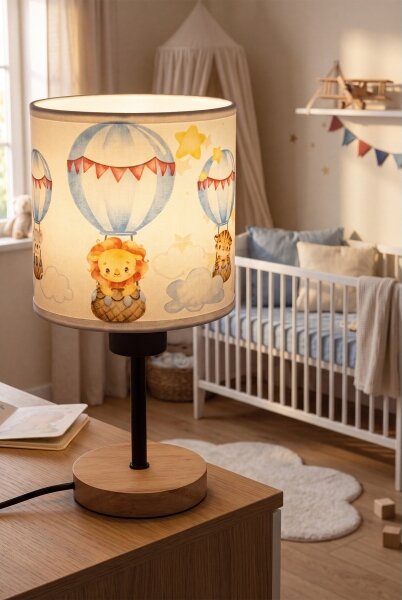 Brilagi - Lampă de masă BOBO WOOD 1xE27/25W/230V stejar/negru/alb/cu animale