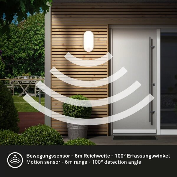 Brilo - Aplică de exterior LED cu senzor de mișcare RUCH LED/12W/230V IP65 alb