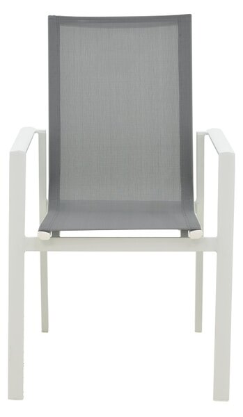 Scaun de gradina Dashiell metal alb textilena gri deschis 71x58x94 cm