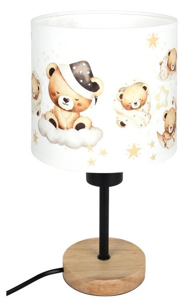 Brilagi - Lampă de masă BOBO WOOD 1xE27/25W/230V stejar/negru/alb/ursuleți