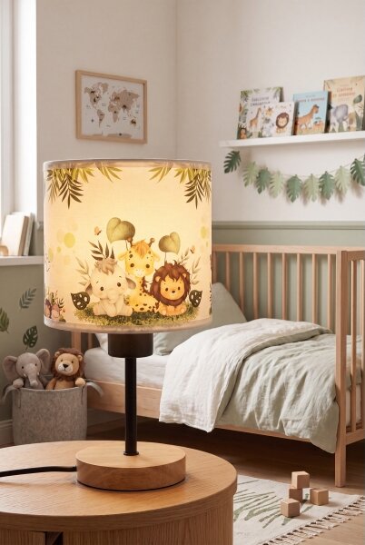 Brilagi - Lampă de masă BOBO WOOD 1xE27/25W/230V stejar/negru/alb/verde/junglă