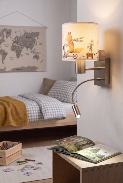 Brilagi - LED Flex. lampă BOBO 1xE27/25W/230V + LED/3W crom/alb/cu animale