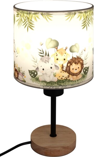 Brilagi - Lampă de masă BOBO WOOD 1xE27/25W/230V stejar/negru/alb/verde/junglă