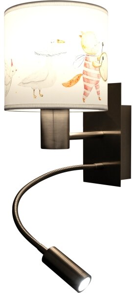 Brilagi - Lampă LED flexibilă BOBO 1xE27/25W/230V + LED/3W m. crom/alb/cu animale
