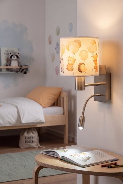Brilagi - Lampă LED flexibilă BOBO 1xE27/25W/230V + LED/3W crom mat/alb/cu animale