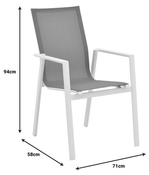 Scaun de gradina Dashiell metal alb textilena gri deschis 71x58x94 cm