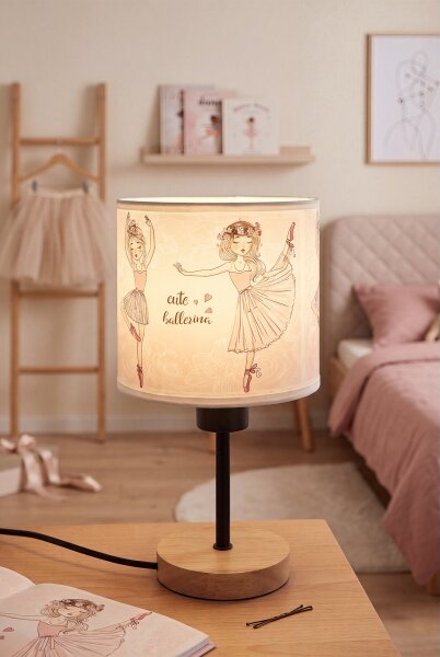 Brilagi - Lampă de masă BOBO WOOD 1xE27/25W/230V stejar/negru/alb/roz/balerine