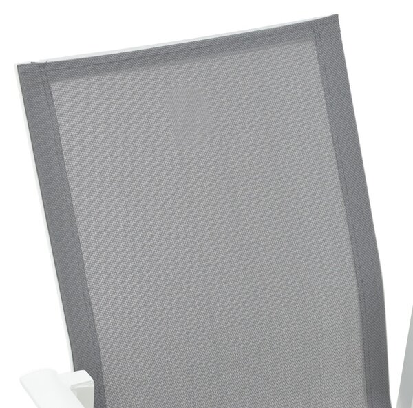 Scaun de gradina Dashiell metal alb textilena gri deschis 71x58x94 cm