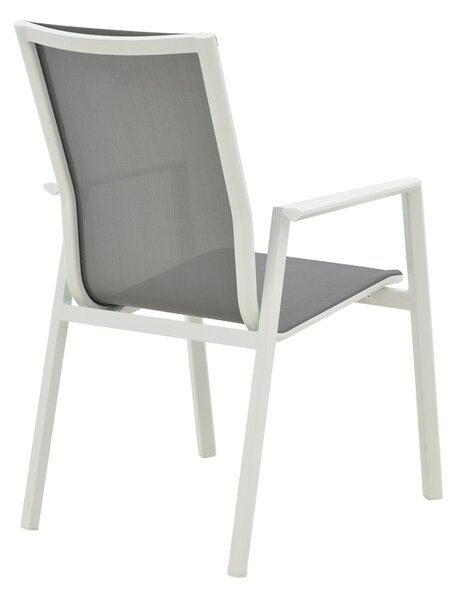Scaun de gradina Dashiell metal alb textilena gri deschis 71x58x94 cm