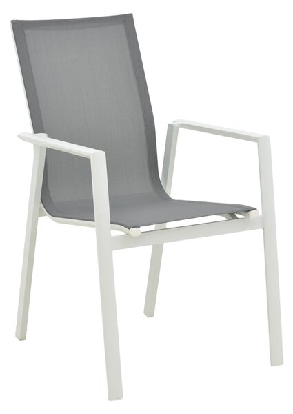Scaun de gradina Dashiell metal alb textilena gri deschis 71x58x94 cm