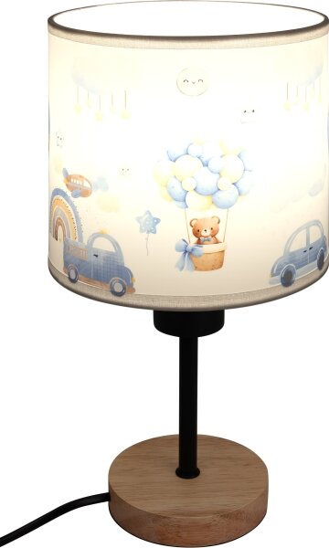 Brilagi - Lampă de masă BOBO WOOD 1xE27/25W/230V stejar/negru/alb/albastru/ursuleți