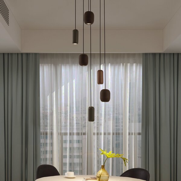 Lucande Lampa suspendată Narion, negru/colorat, cu 6 becuri, reglabil, Multicolor, Camera de zi / sufragerie, Metal, Modern