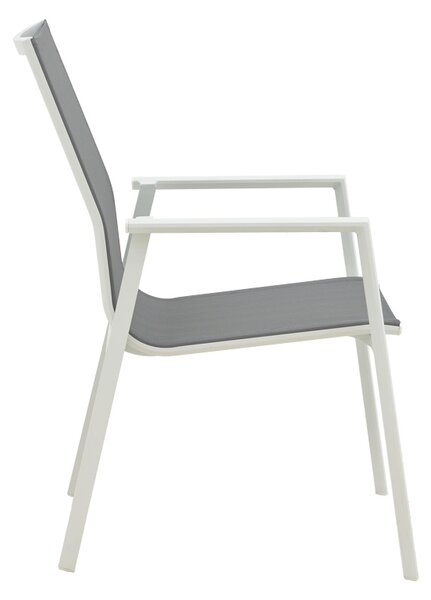 Scaun de gradina Dashiell metal alb textilena gri deschis 71x58x94 cm