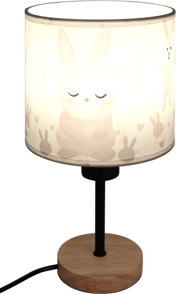 Brilagi - Lampă de masă BOBO WOOD 1xE27/25W/230V stejar/negru/alb/iepurași