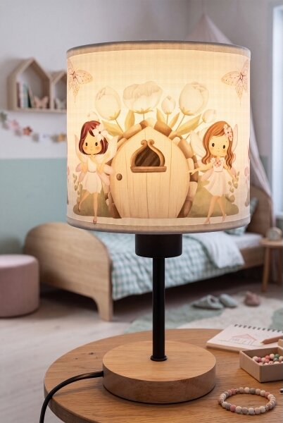 Brilagi - Lampă de masă BOBO WOOD 1xE27/25W/230V stejar/negru/alb/roz/zâne