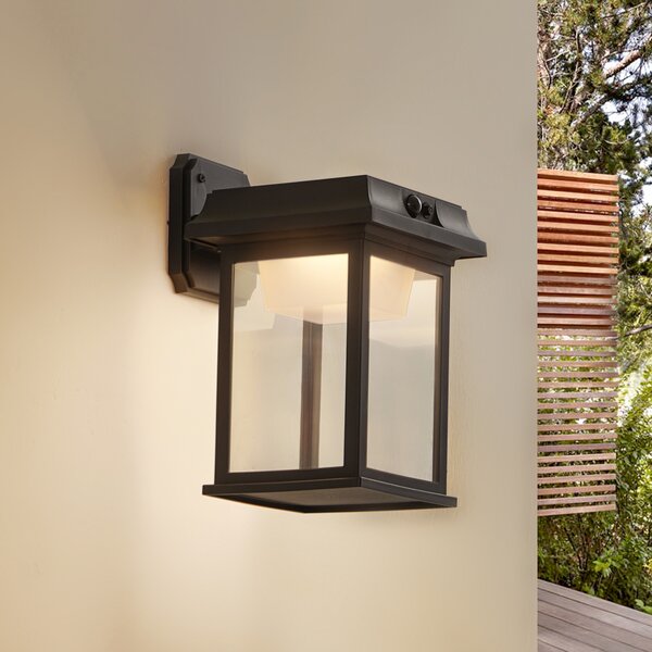Lindby aplică de perete LED Latarka, înălțime 27,5 cm, senzor, Negru, Plastic, Modern