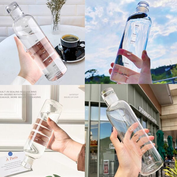 Sticla Pufo pentru apa sau lichide din material borosilicat, capac etans, 500 ml