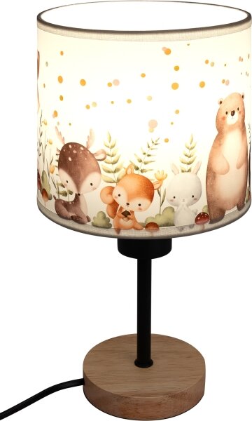 Brilagi - Lampă de masă BOBO WOOD 1xE27/25W/230V stejar/negru/alb/cu animale