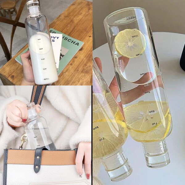 Sticla Pufo pentru apa sau lichide din material borosilicat, capac etans, 500 ml