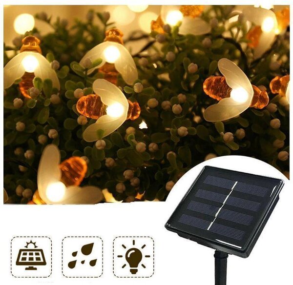 Instalatie solara cu 50 albinute LED, interior-exterior, senzor miscare